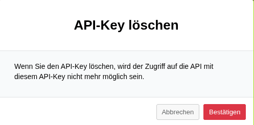 Pop-up "API-Key löschen".