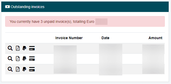 Field that displays open invoices.