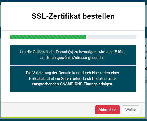Verifizierungsmethode auswählen.