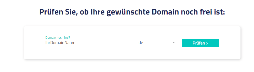 Eingabefeld für Domainnamen zum Prüfen der Verfügbarkeit.