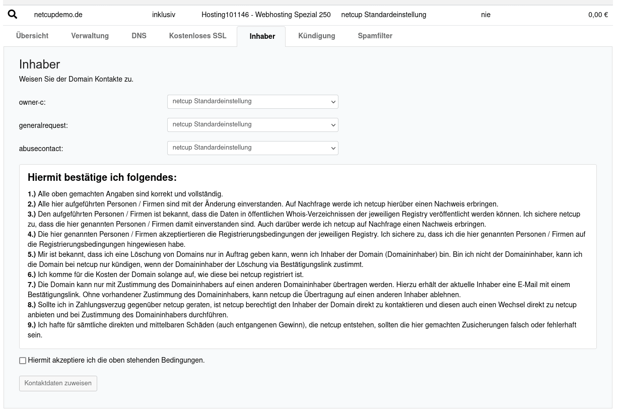 Registerkarte "Inhaber" im CCP.