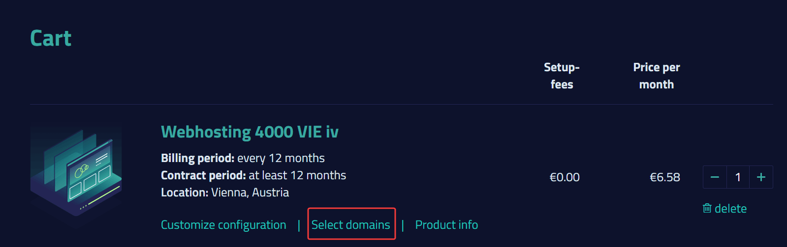 Highlighted button for "Select domains."