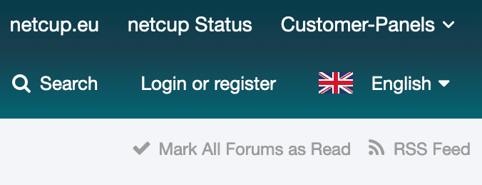 "Login or register" button in the netcup forum.