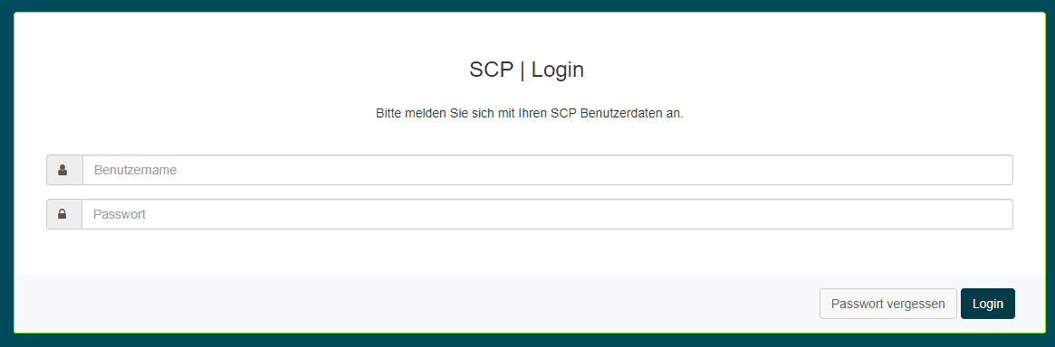 Login interface of the Server Control Panel with input fields for customer number and password as well as a language selection for German or English.