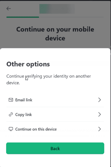 Interface for selecting the device to be used for verification.