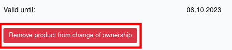 “Remove product from change of ownership” button.