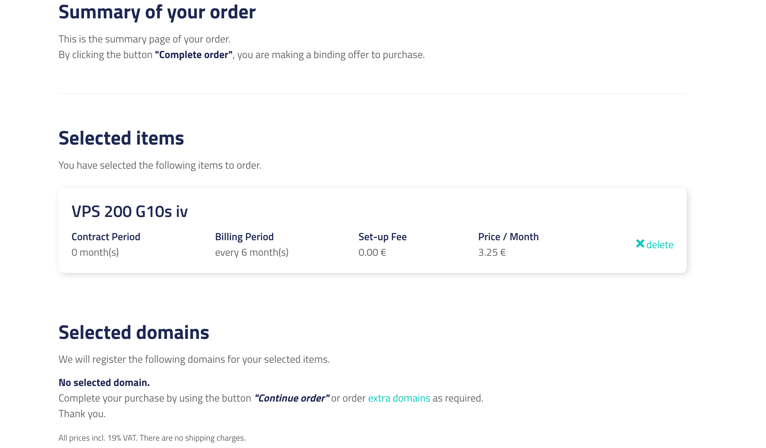 Summary of the order.