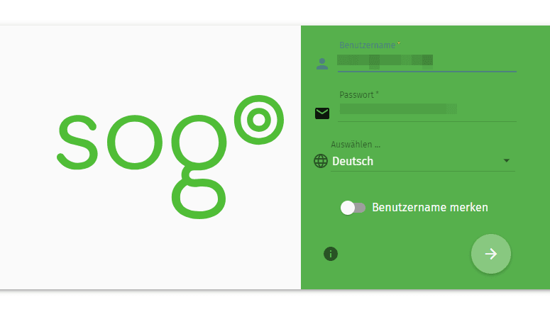 SOGo-Log-in-Oberfläche