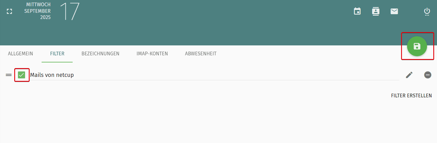 Filterregel aktivieren.