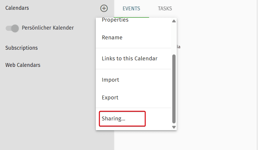 "Sharing" button under the three-dot menu.