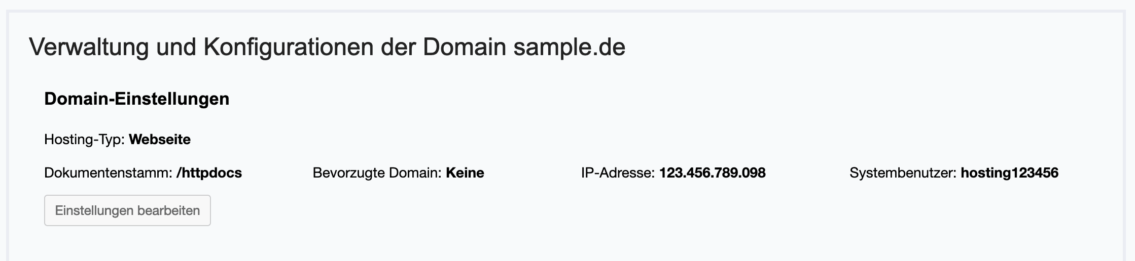 Verwaltung und Konfiguration der Domain im CCP.