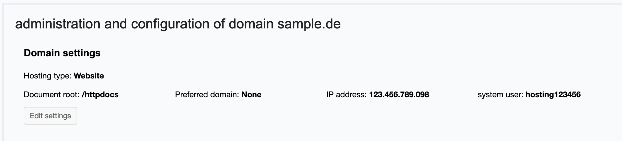 Administration and configuration of the domain in the CCP.