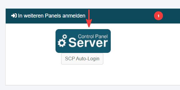Menüpunkt Übersicht im Customer Control Panel mit Verweis auf den SCP Auto-Login unter In weiteren Panels anmelden.