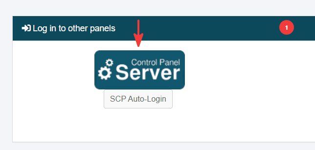 Overview menu item in the Customer Control Panel, with a button to SCP Auto-Login under Log in to other panels.