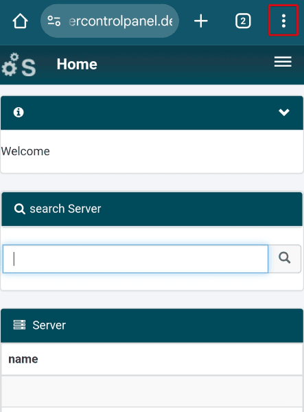 Highlighted three dots in the upper-right corner of the mobile browser.