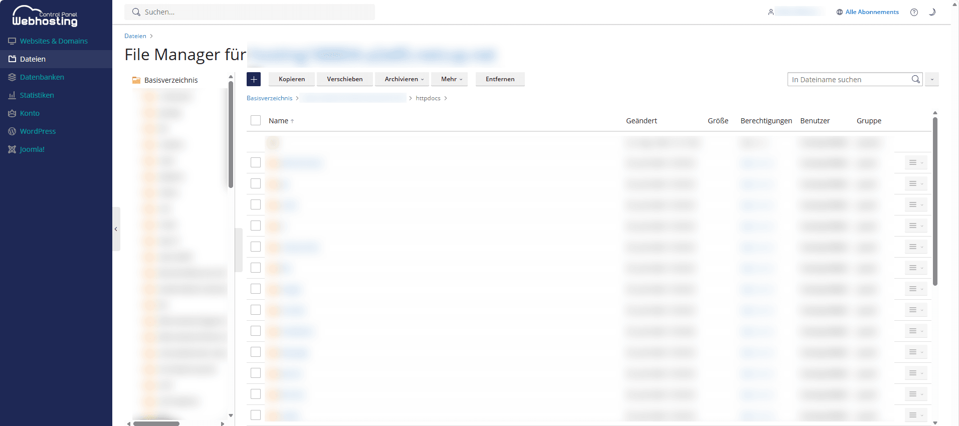 File Manager-Seite.