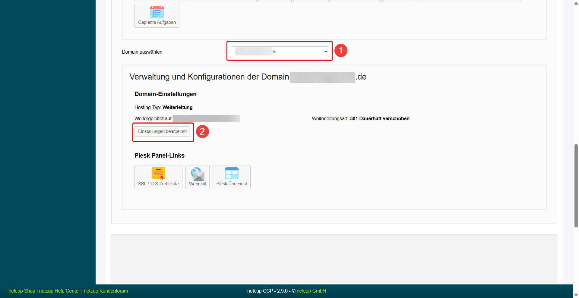 Weiterleitungseinstellungen im CCP.