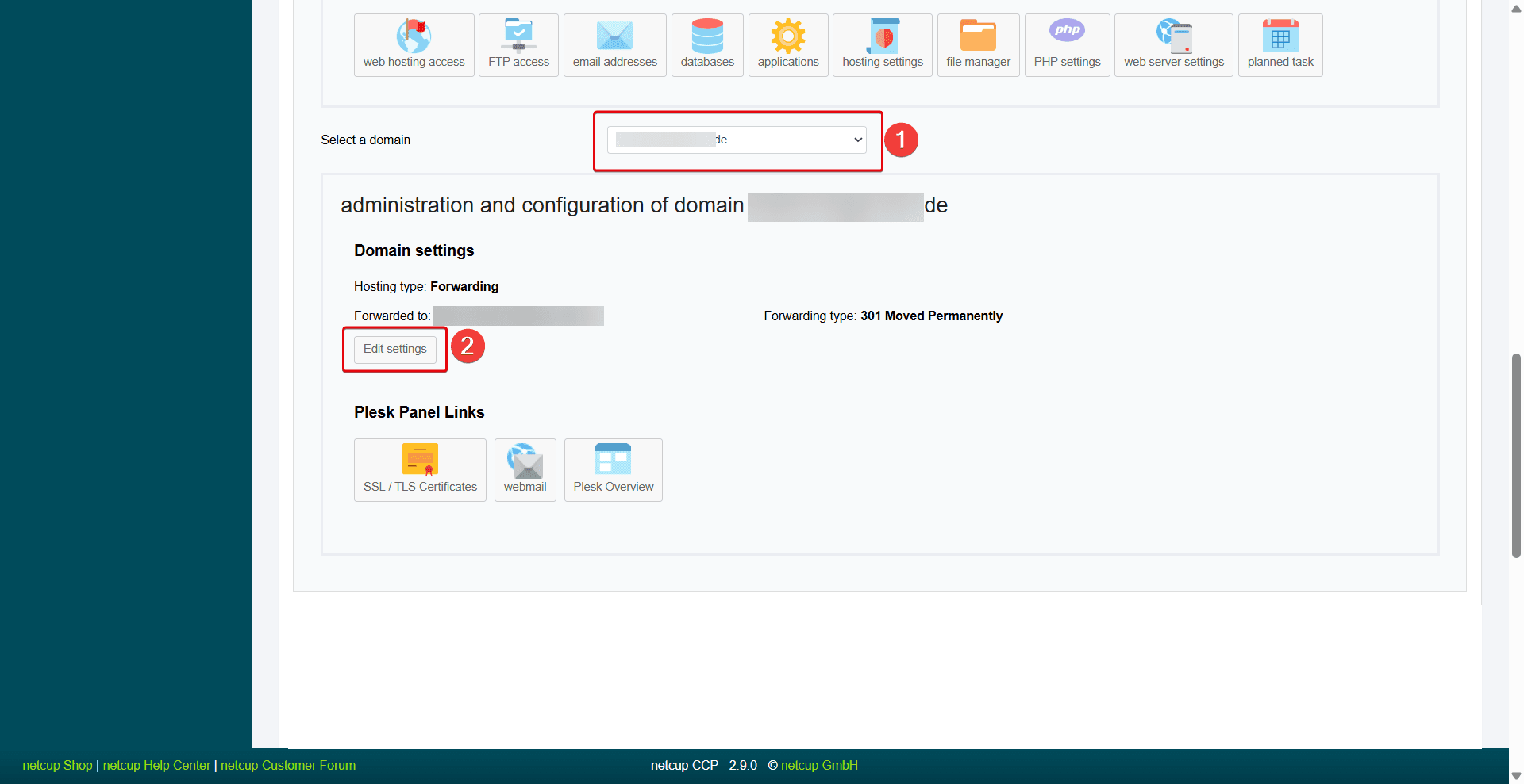 Forwarding settings in the CCP.