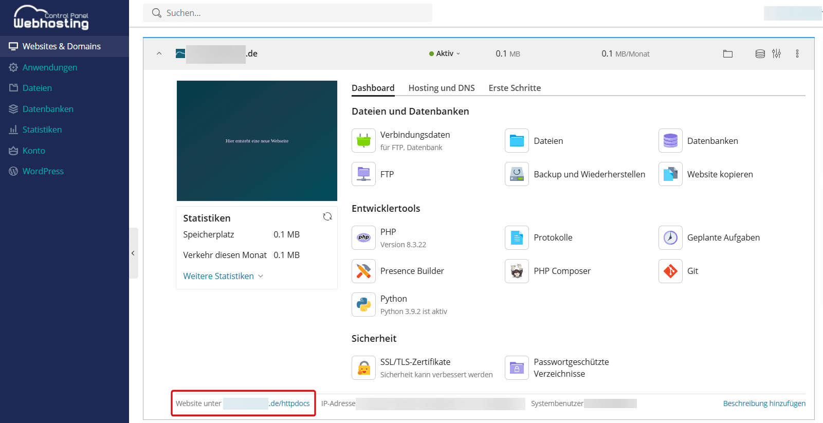 Verlinktes Verzeichnis im WCP.