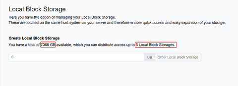 Local Storage Capacity Local Block Storage